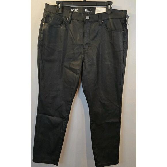 ANA Leather Look Coated Denim High Rise Skinny Leg Pants Jeans 16P Plus Petite - Picture 1 of 8